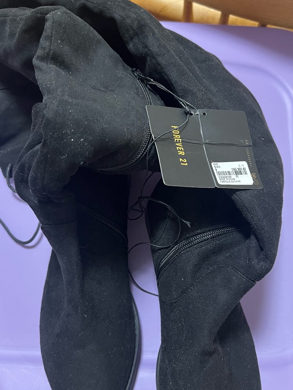 Forever 21 Black Suede-Look Over-the-Knee Boots with Block Heel